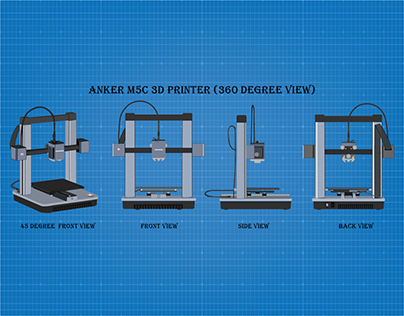 Blue Print, Product illustrtion for Anker 5C 3D Printer