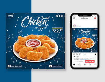 Restaurant Chicken Nugget Social Media Post Design