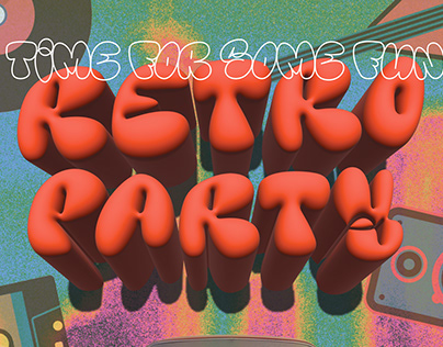 A6 Retro Party Poster - 3D Text