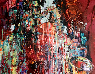 "Colors of Jazz" Acrylic Painting, 80 x 100 cm