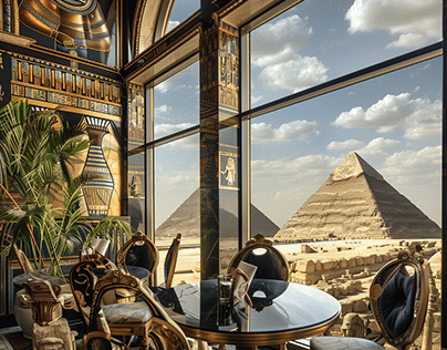 Design Pharaonic restaurant overlooking the pyramids