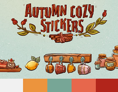 Sticker Design Autumn cozy stickers