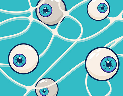Abstract background with neurons and eyeballs