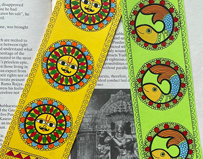 Madhubani, bookmarks, hand painted, handmade