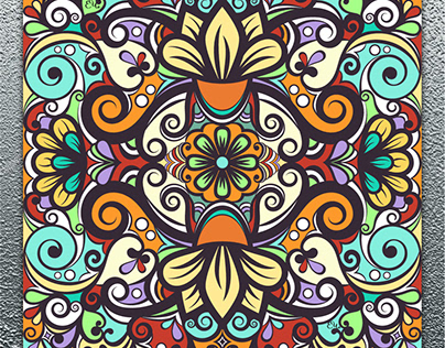 Colorful ornament, abstract floral pattern, print