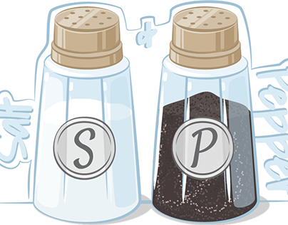 A Salt & Pepper illustration for a recipe card design