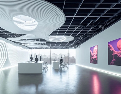 A workspace that doubles as a new media art gallery