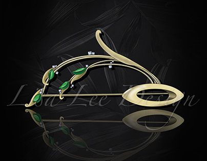 Jewelry Design - Lily - Jade Brooch