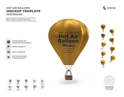 Hot Air Balloon Mockup Template Set