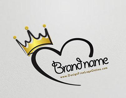 Hand Drawn Heart Logo With Crown Image