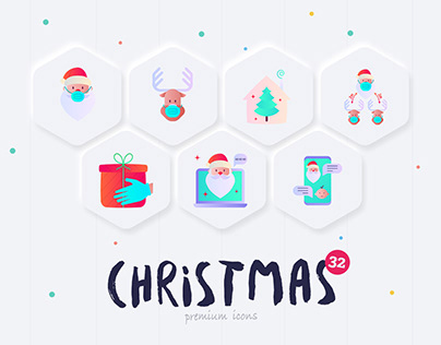 Christmas New Normal | 32 Icons Set Hand Drawn