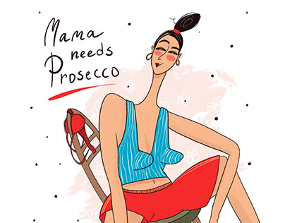 Illustration Mama needs Prosecco