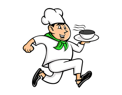 Speedy Chef Running Serving Pot of Food Mascot