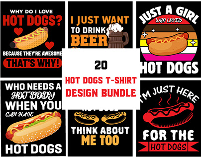 20 hot dogs t-shirt design bundle