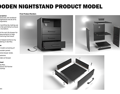 Wooden Nightstand Product Model
