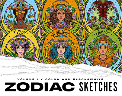 Zodiac Sketches: Volume 1 Color and Black & White