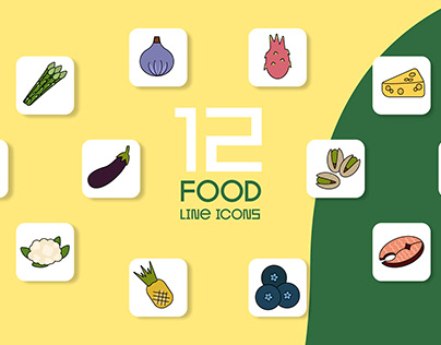 12 FOOD LINE ICONS | icon set design