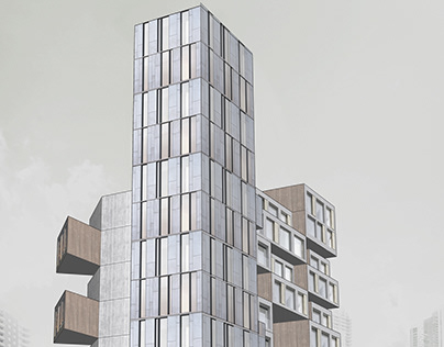 WOONSTEL, Visualisation of an apartment building.