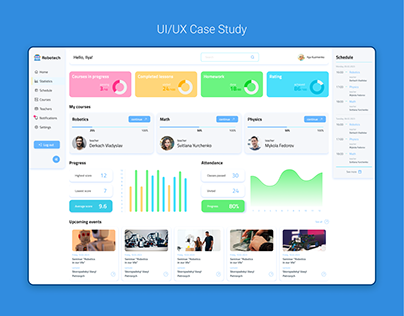 UI/UX design Case Study, tables, charts, user interface