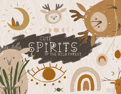 Cute spirits of the wild forest