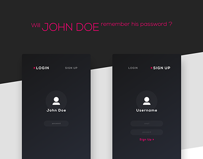 John Doe tries logging in. Ui / Ux Design Concept