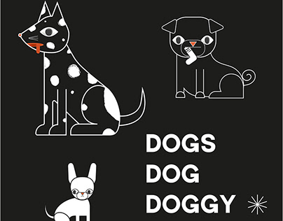 Dogs Dog Doggies- set of flat digital illustrations