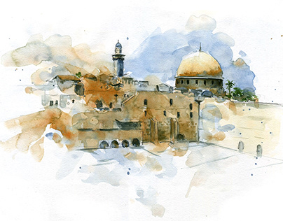 Two saint cities in Watercolor