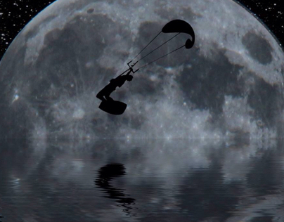 Kitesurfing at night