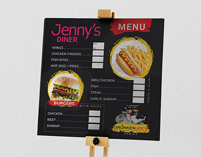 Jenny's Diner Menu Signage