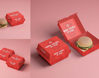 Burger box packaging mockup