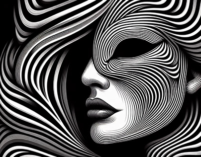 Create a optical illusion of black and white wavie