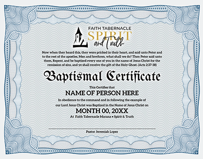 Church Baptism & Holy Ghost Certificate Design