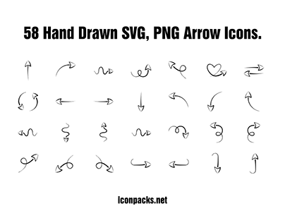 58 Hand Drawn SVG, PNG Arrow Icons