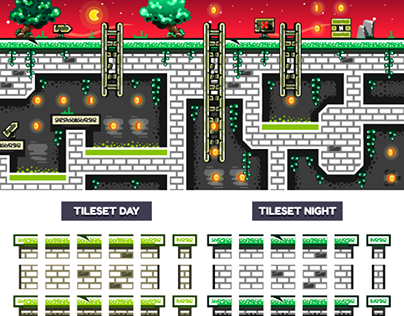Platformer Game Tile Set "Abandoned Castle"