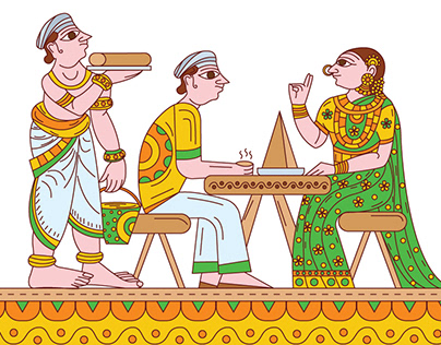 12 Cheriyal Scroll Indian Folk Art Illustrations