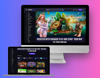 Landing page of Paradise Play (an Online Casino)