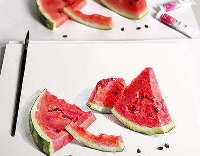 Hyper Realistic Painting Watermelon