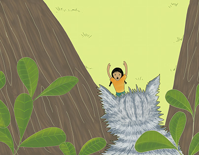 Story Illustration - Carol's Cat is Stuck on a Tree!