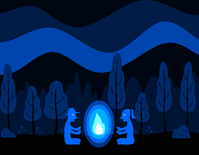 Blue Camp Fire Abstract Design