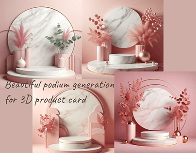3d render podium pink color for goods. Stand 3D render