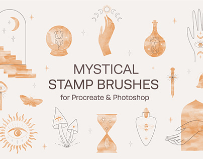 Mystical Stamp Brushes for Procreate and Photoshop
