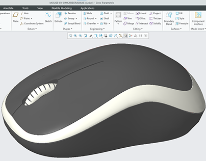 Surface Design of Mouse in Creo Parametric