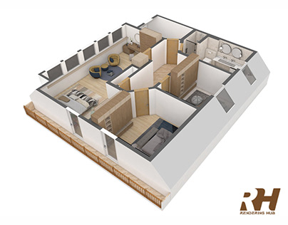 Residential House Floorplan & 3D Rendering