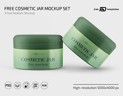 Free Cosmetic Jar PSD Mockup Set