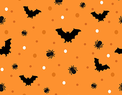Seamless Halloween Bat and Spider Pattern Design