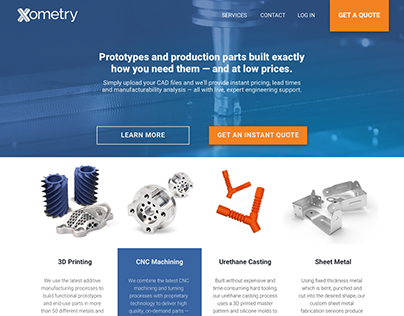 Xometry Homepage and Landing Pages