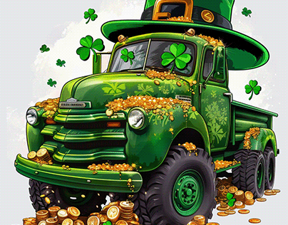 ST.Patric's Day Moster Truck Illustration Vector