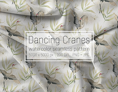 Dancing cranes. Pattern Design