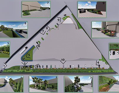 Car Showroom - Landscape Design and 3D Visualization