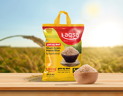AQSA Short Grain Matta Rice Product Package Design